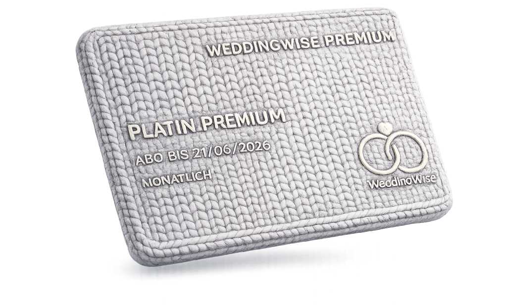 WeddingWise App Icon – Platin Premium Karte für die Hochzeit